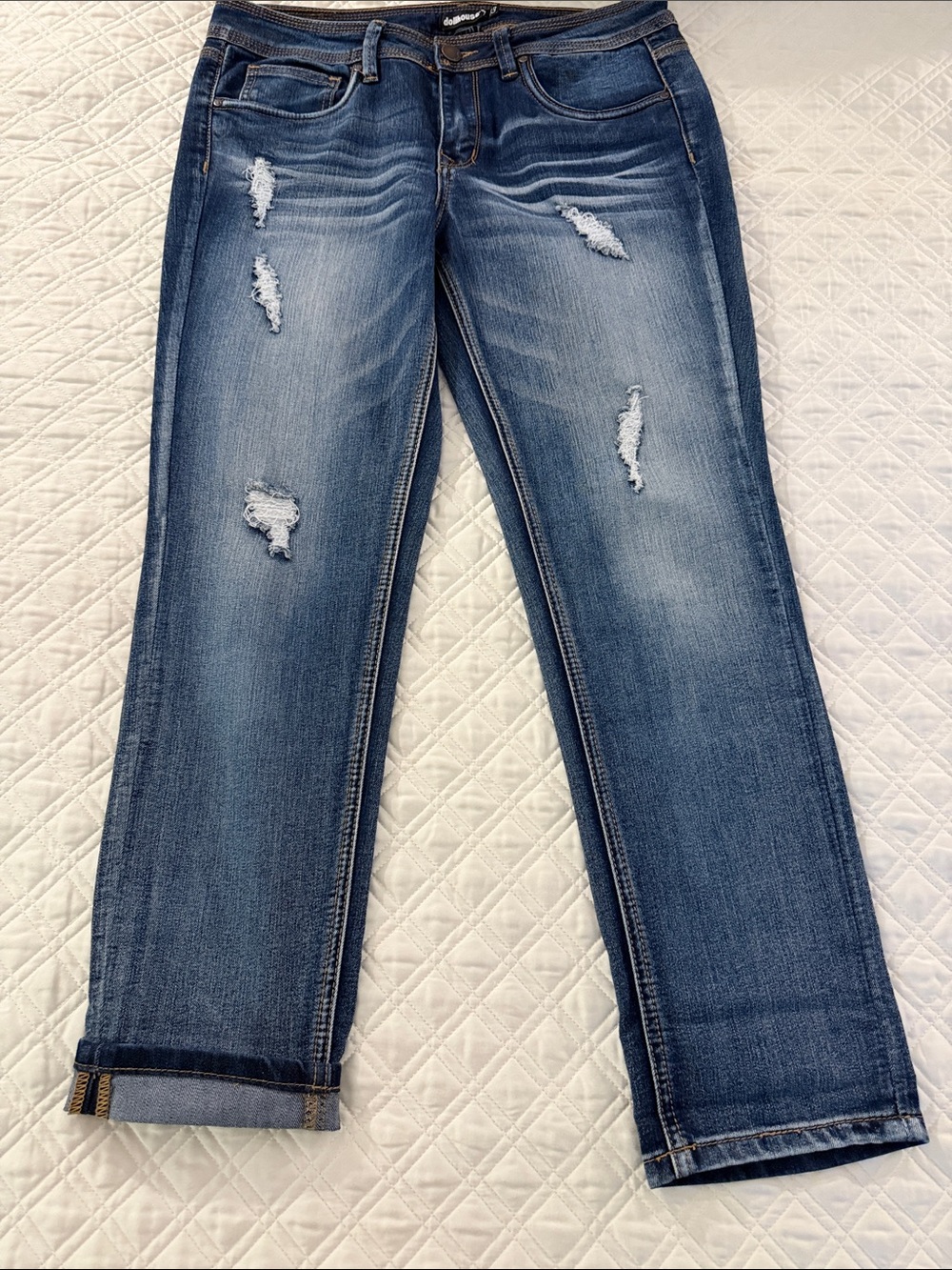 Dollhouse Charlie Distressed Jeans 
Blue Faded Ripped Women's Juniors Size 13